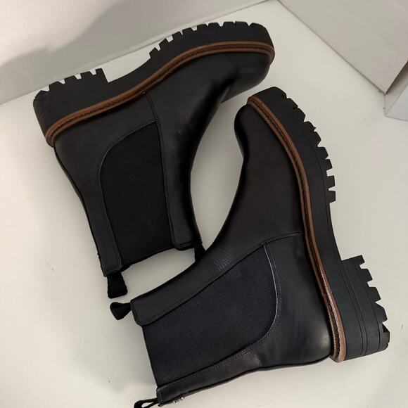 Sam Edelman Laguna Chelsea boot two tone black leather CHUNKY sole pull on 7.5 - Picture 13 of 15